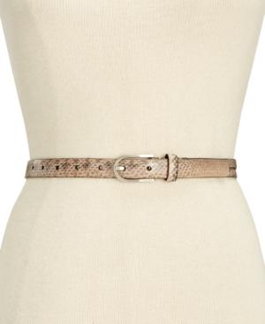 Calvin Klein Python-embossed Leather Skinny Belt
