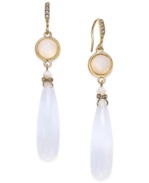 Inc International Concepts Gold-tone Stone And Lucite Double Drop Earrings, Only At Macy's