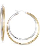 Interlocking Hoop Earrings In 14k Gold Vermeil And White Gold Vermeil
