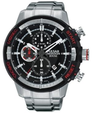 Pulsar Men's Chronograph On The Go Stainless Steel Bracelet Watch 47mm Pm3047