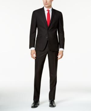 Kenneth Cole Reaction Men's Slim-fit Brown Pindot Suit