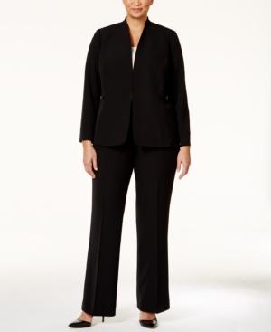 Tahari Asl Plus Size Collarless Crepe Pantsuit
