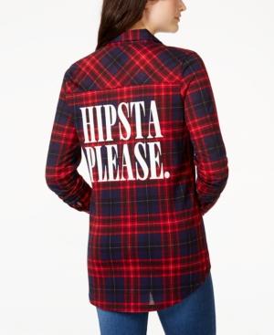 Polly & Esther Juniors' Plaid Graphic Shirt