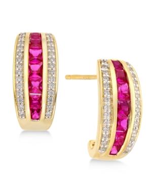 Ruby (1-3/4 Ct. T.w.) & Diamond (1/5 Ct. T.w.) Earrings In 14k Gold (also Emerald & Sapphire)