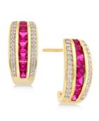 Ruby (1-3/4 Ct. T.w.) & Diamond (1/5 Ct. T.w.) Earrings In 14k Gold (also Emerald & Sapphire)