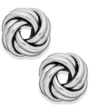 Love Knot Stud Earrings In 18k White Gold