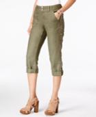 Inc International Concepts Petite Linen Embellished Cargo Pants, Only At Macy's