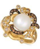 Le Vian Chocolatier Cultured Freshwater Pearl (9-1/2mm) & Diamond (3/8 Ct. T.w.) Ring In 14k Gold