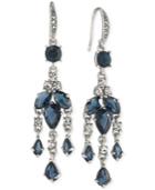 Carolee Silver-tone Blue And Clear Crystal Mini Chandelier Earrings
