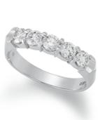 Certified Five-stone Diamond Anniversary Band Ring In 14k White Gold (1 Ct. T.w.)