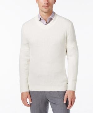 Tasso Elba Men's Cotton Cashmere Textured V-neck Sweater, Only At Macy's