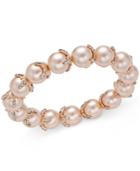 Charter Club Imitation Pearl And Crystal Stretch Bracelet, Created For Macy's