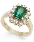 14k Gold Ring, Emerald (1-5/8 Ct. T.w.) And Diamond (3/4 Ct. T.w.) Ring