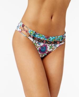 Nanette Lepore Rosarito Floral-print Strappy-side Bikini Bottoms Women's Swimsuit