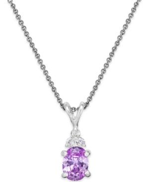 Lavender Cubic Zirconia Pendant Necklace In Sterling Silver