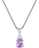 Lavender Cubic Zirconia Pendant Necklace In Sterling Silver
