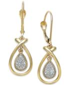 Diamond Accent Frame Drop Earrings In 10k Gold
