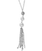 Pearl Lace By Effy Freshwater Pearl (9mm) Tassel Necklace In Sterling Silver