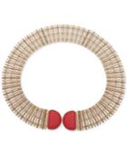 Anne Klein Gold-tone Red Stone Wide Collar Necklace