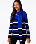 Cable & Gauge Striped Sweater With Scarf