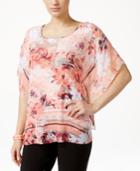 Jm Collection Printed Kimono-sleeve Top, Only At Macy's