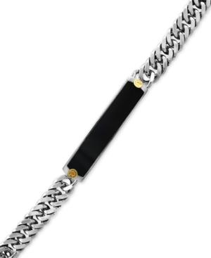 Effy Men's Onyx (44 X 8mm) Id Bracelet In Sterling Silver And 18k Gold