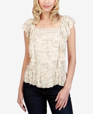 Lucky Brand Printed Ruffled Top