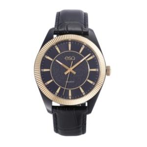 Men's Esq0150 Black Ip Stainless Steel Watch With Black Dial And Crystal Accents