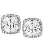 Betsey Johnson Silver-tone Square Crystal And Pave Stud Earrings