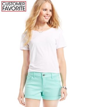 Celebrity Pink Jeans Juniors' Mid Rise Cuffed Colored-wash Shorts- 3" Inseam