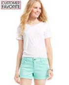 Celebrity Pink Jeans Juniors' Mid Rise Cuffed Colored-wash Shorts- 3" Inseam
