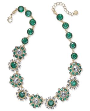Charter Club Silver-tone Crystal & Green Stone Necklace, Created For Macy's