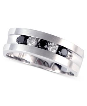 Gento By Effy Men's Black Diamond And White Diamond Band (1/2 Ct. T.w.) In 14k White Gold