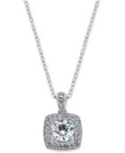 Danori Silver-tone Crystal Square Pendant Necklace, Only At Macy's