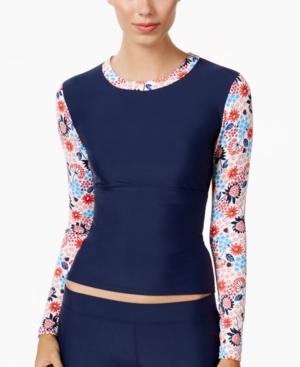 Tommy Hilfiger Contrast-sleeve Rash Guard Women's Swimsuit