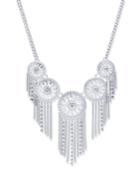 Thalia Sodi Silver-tone Crystal Filigree Disc & Chain Fringe Statement Necklace, Created For Macy's