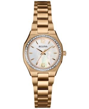 Bulova Women's Diamond Accent Rose Gold-tone Stainless Steel Bracelet Watch 26mm 98r205
