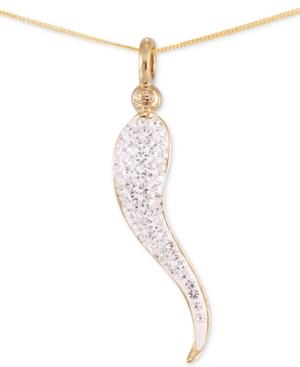 Sis By Simone I. Smith Crystal Horn Pendant Necklace In 18k Gold Over Sterling Silver