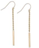 Rope And Bar Linear Earrings In 14k Gold, 2 Inches