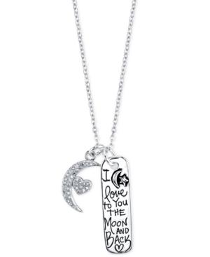 Unwritten Cubic Zirconia To The Moon And Back Pendant Necklace In Sterling Silver