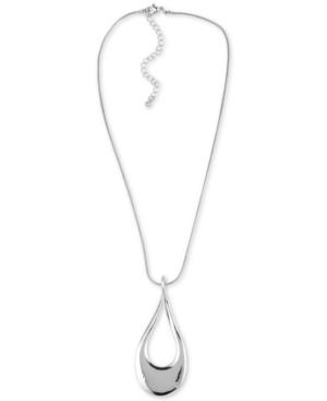 Charter Club Silver-tone Open Teardrop Pendant Necklace, 18 + 3 Extender, Created For Macy's