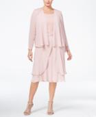 Sl Fashions Plus Size Lace Tiered Dress And Jacket