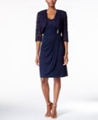 R & M Richards Sequined Lace Faux-wrap Dress And Bolero Jacket