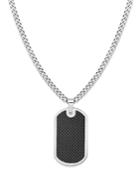 Sutton Stainless Steel And Black Carbon Fiber Dog Tag Necklace