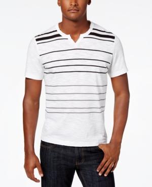 I.n.c. Men's Split-neck Striped T-shirt, Created For Macy's