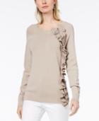 Inc International Concepts Metallic Ruffle Sweater, Created For Macy's