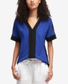 Dkny Colorblocked V-neck Top, Created For Macy's
