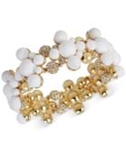 M. Haskell For Inc Gold-tone White Beaded And Crystal Fireball Stretch Bracelet, Only At Macy's