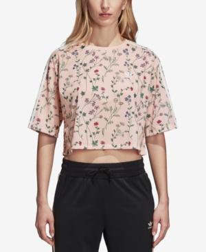 Adidas Originals Floral-print Cropped T-shirt
