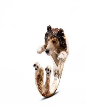 Collie Hug Ring In Sterling Silver And Enamel